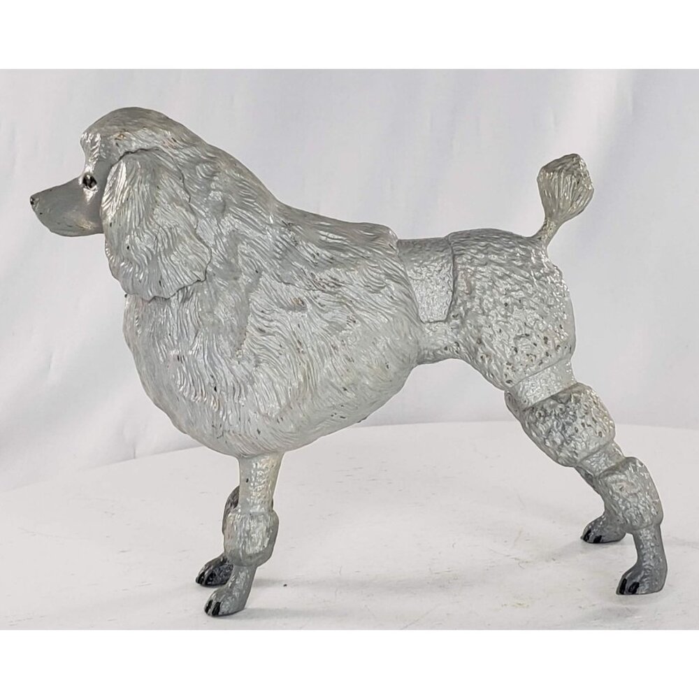 Vintage Poodle Standing Plastic Grey Painted